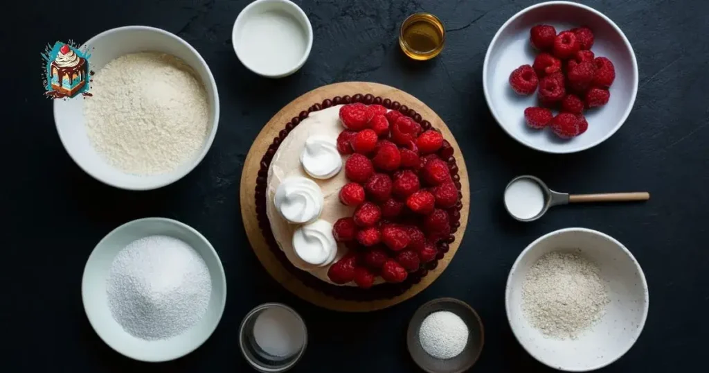 Ingredients of Chocolate Raspberry Fudge Cake